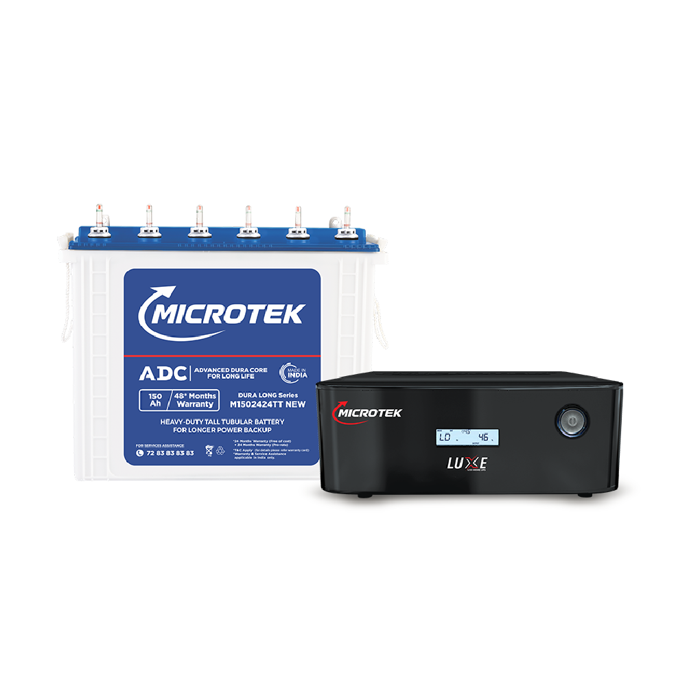 UPS Luxe 1400 12V Pure Sine Wave 1100VA + M1502424TT 150Ah Tubular Inverter Battery | Warranty: 36M (Inverter) & 48M (Battery)