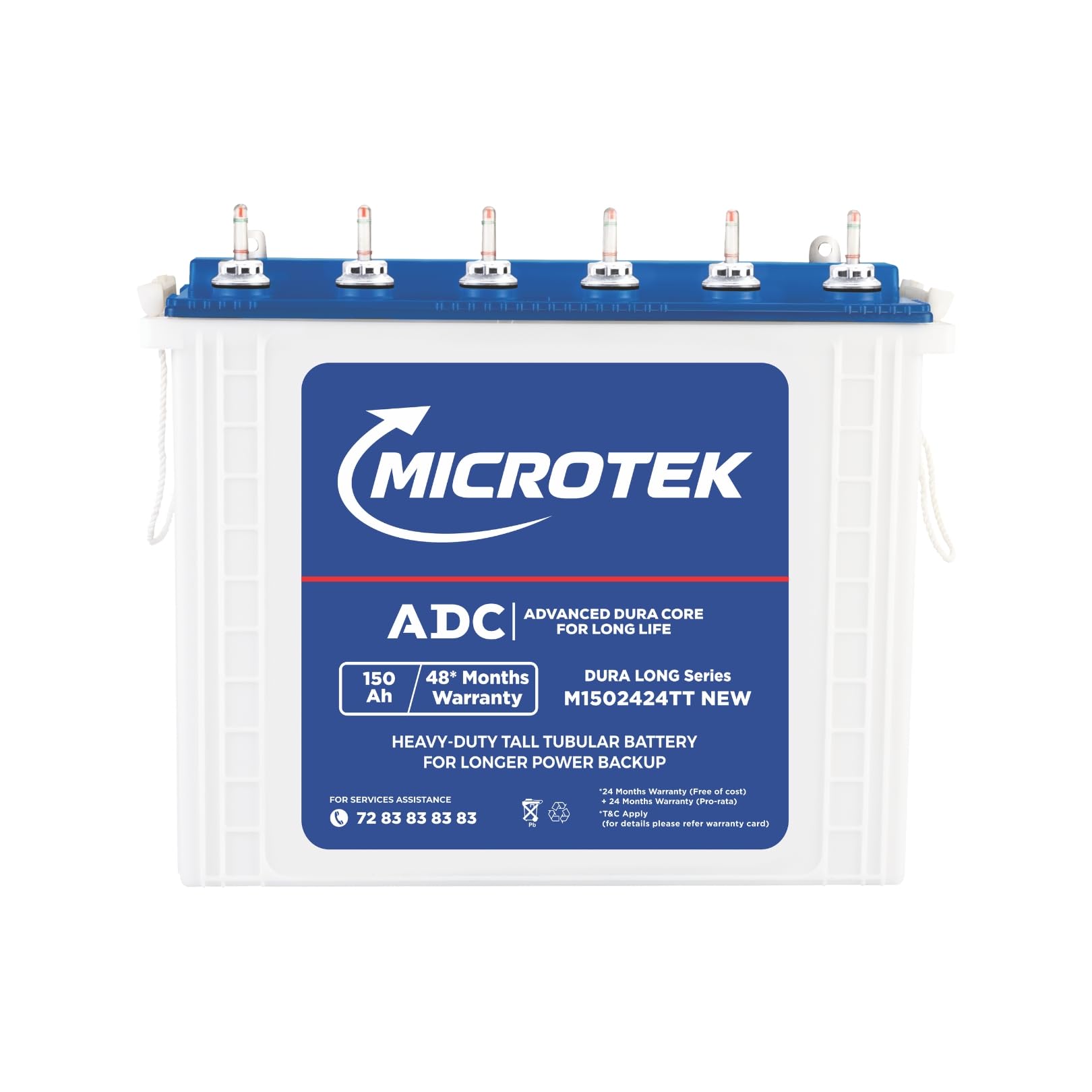 Microtek Dura Long M1502424TT | 150Ah Tall Tubular Inverter Battery with ADC Technology image 1